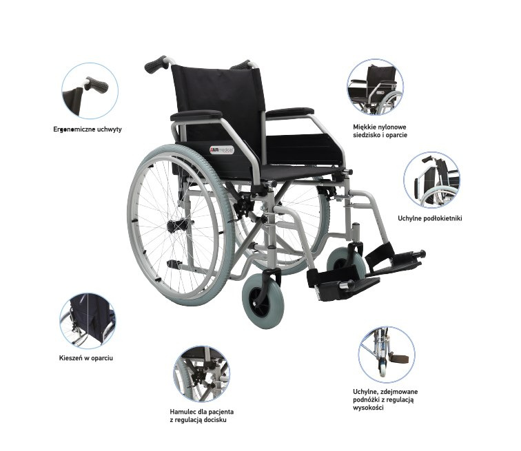 Wózek inwalidzki aluminiowy DYNAMIC AR-330A